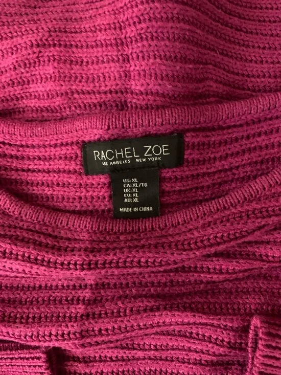 Rachel Zoe Magenta Off-the-Shoulder Hi Low Pullover Sweater - Picture 8 of 8